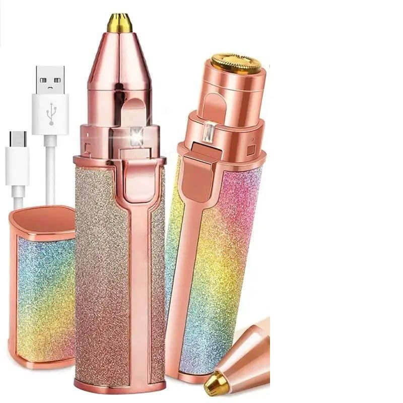 Eyebrow Trimmer Makeup Painless Eye Brow Epilator 2 in 1 Built-in Light Eyebrow Trimmer & Facial Hair Removal Main Features: * [Painless Female Hair Removal for FACE] Facial Hair Remover（13.5*3*2.5cm) - Image 1