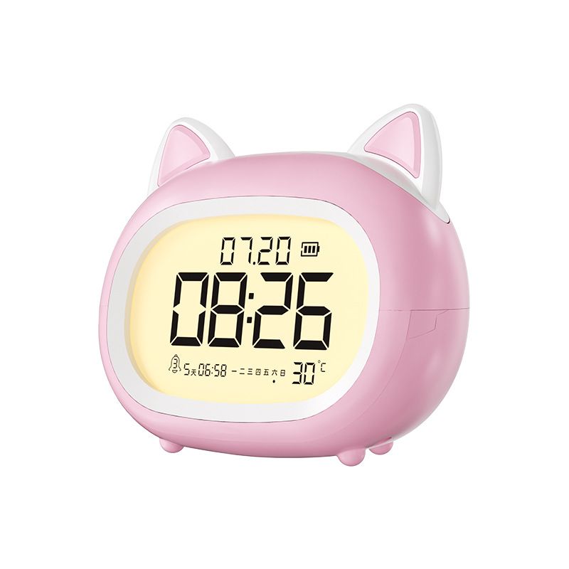 Kids Alarm Clock with Night Light for Kids, Small Digital Alarm Clocks for Bedrooms, Routine Builder, Cute Cat Alarm Clock with Sleep Training, Date & Day, Temperature, USB Port - Image 1