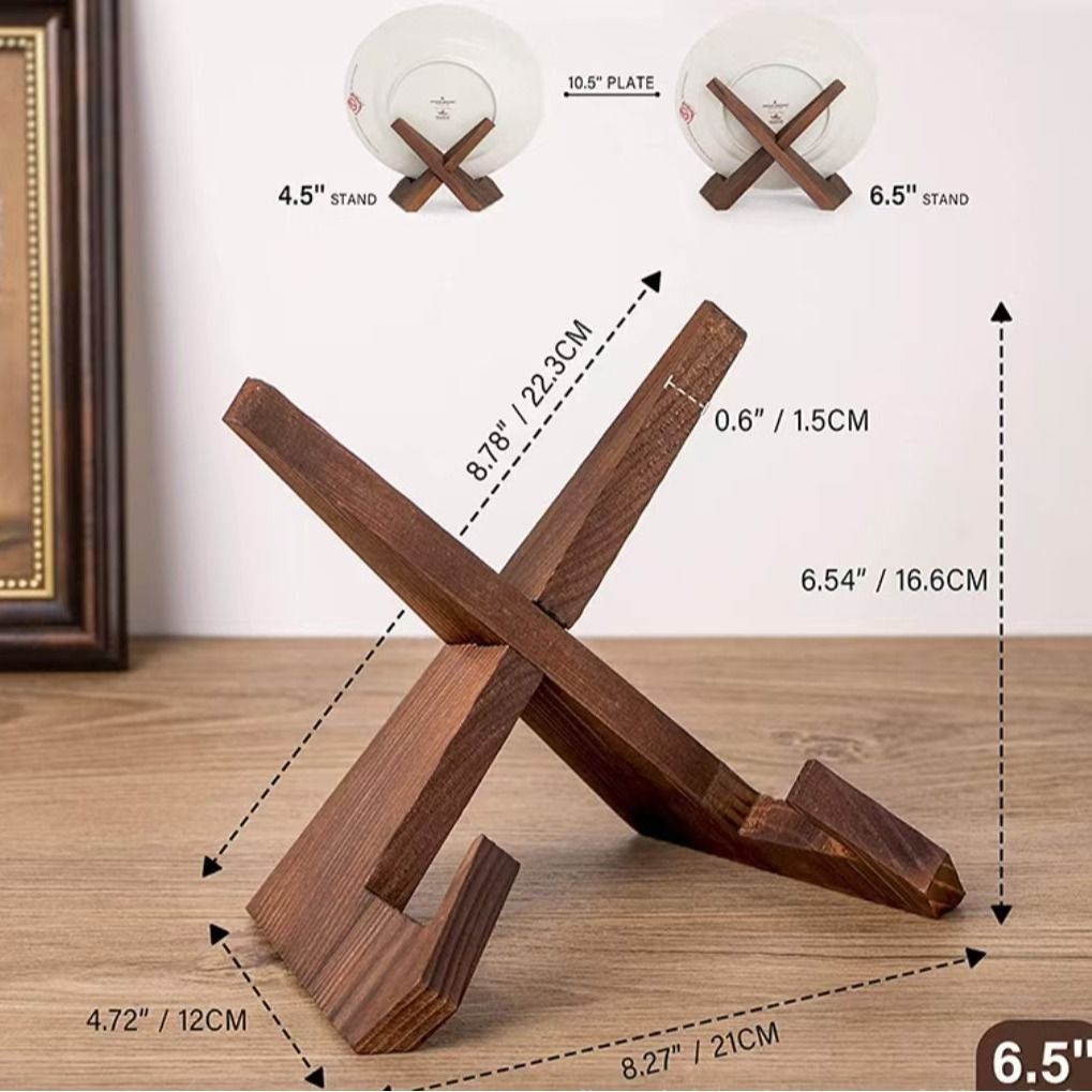 Plate Stand for Display - 6.5 Inch Plate Holder Display Stand, Wooden Picture Frame Holder, Decorative Table Top Easels - Image 5