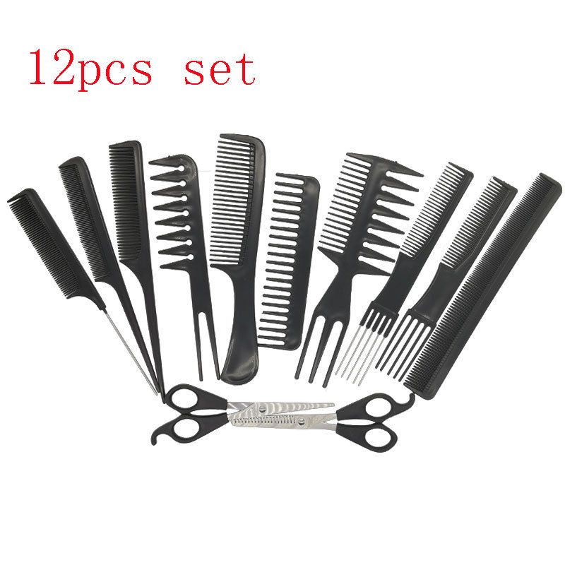 Generic Professional Hairdressing Kit 16 Pieces: Scissors, Combs, Umbrella Cape, Apron and Accessories for Barbers and Stylists, Black - Image 3