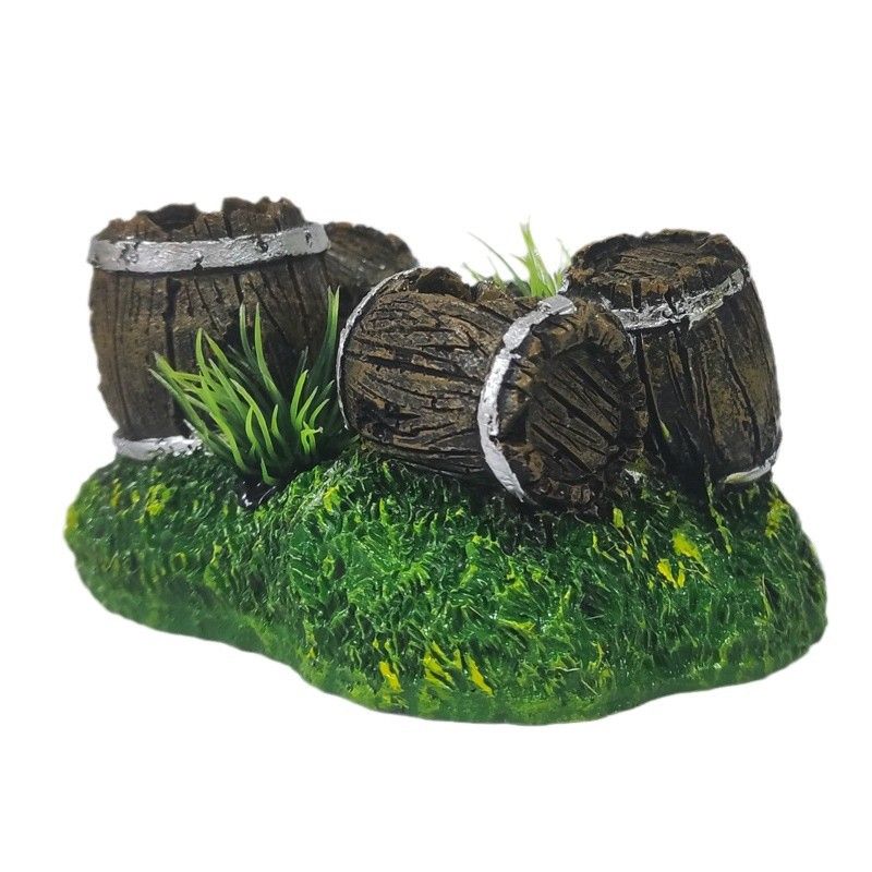 2pcs Aquarium Decorations Three Stacked Broken Barrels Fish Tank Decoration Ornament Landscaping Over Rocks Cave Saltwater Freshwater Small & Medium Fish Garden Pond Ornaments Resin - Image 1