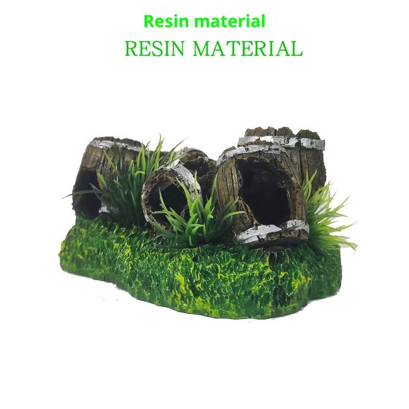 2pcs Aquarium Decorations Three Stacked Broken Barrels Fish Tank Decoration Ornament Landscaping Over Rocks Cave Saltwater Freshwater Small & Medium Fish Garden Pond Ornaments Resin - Image 4