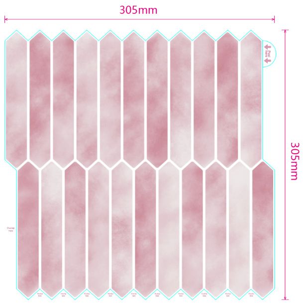 Pink Long Hexagon Tile Peel and Stick Backsplash, 10 Sheets Self-Adhesive Wall Tiles Stick on Back Splash for Kitchen, Bathroom, Fireplace,RV - Image 1