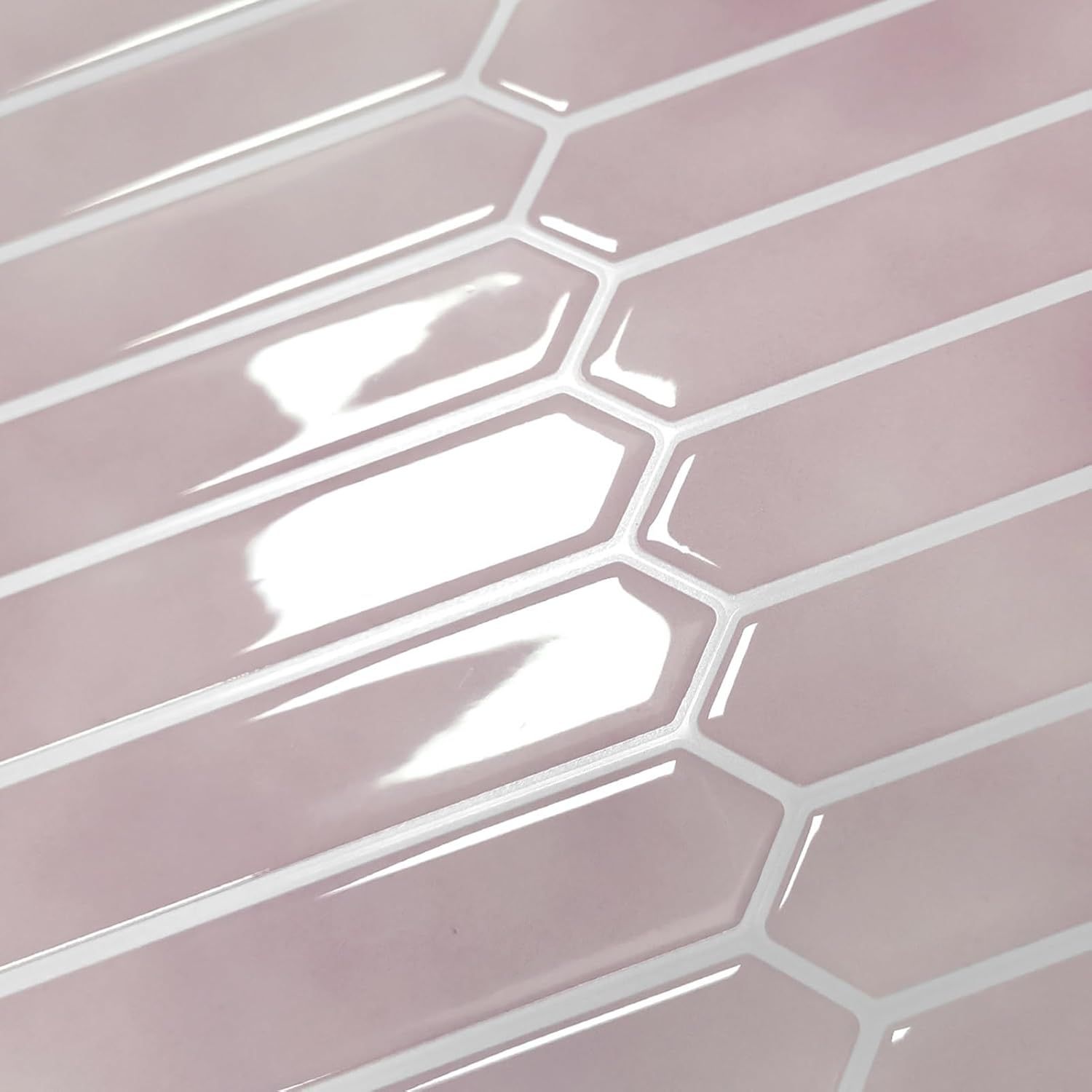 Pink Long Hexagon Tile Peel and Stick Backsplash, 10 Sheets Self-Adhesive Wall Tiles Stick on Back Splash for Kitchen, Bathroom, Fireplace,RV - Image 4