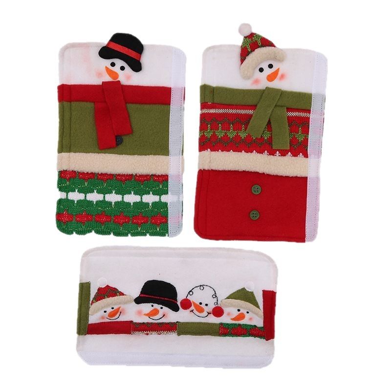 3 Piece Set Christmas Snowman Refrigerator Door Handle Covers Appliance Handle Covers Christmas Decorations Fits Standard Size(23*14cm) - Image 1