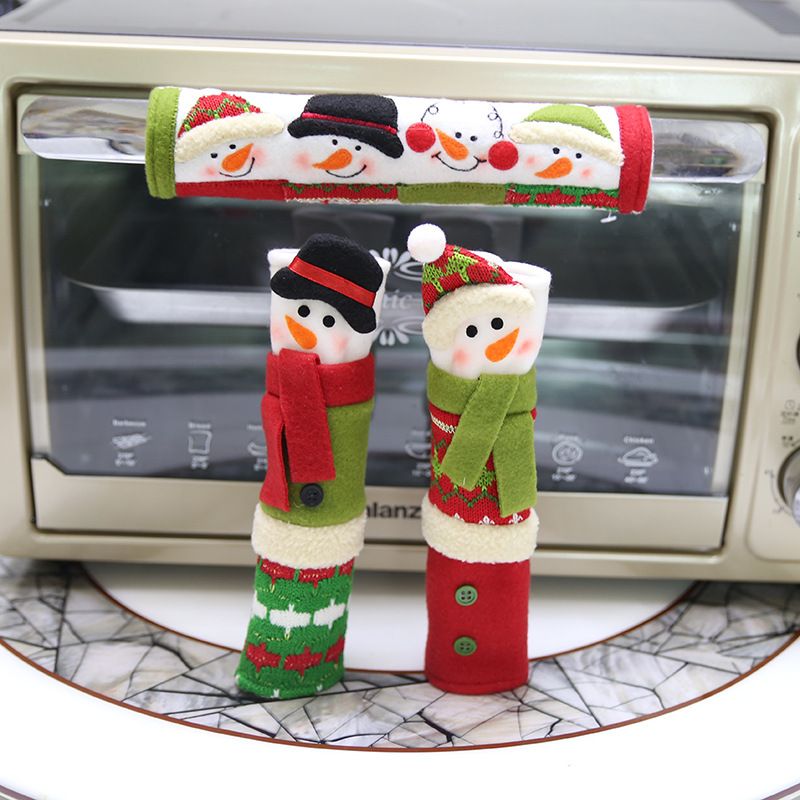 3 Piece Set Christmas Snowman Refrigerator Door Handle Covers Appliance Handle Covers Christmas Decorations Fits Standard Size(23*14cm) - Image 4
