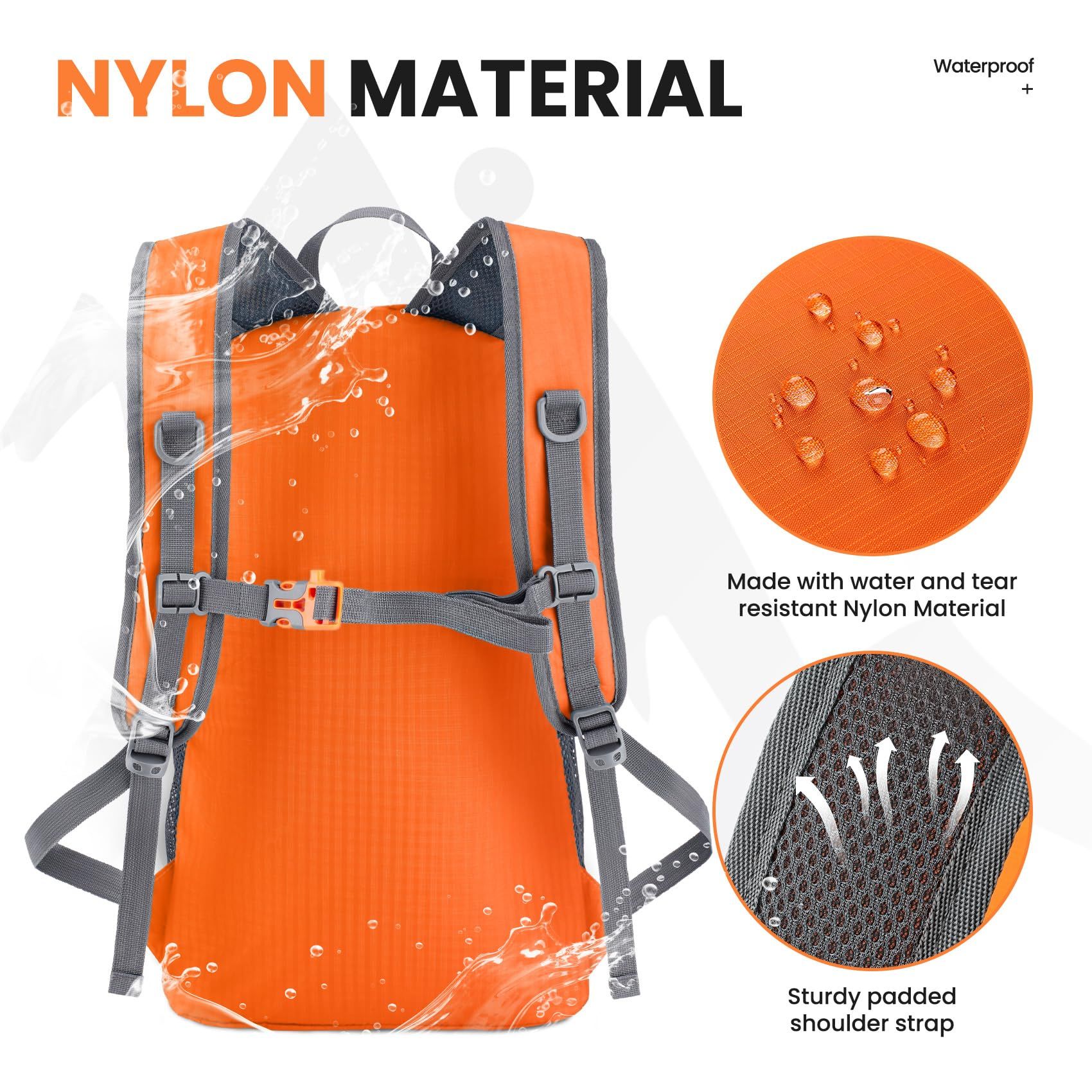 35L Ultralight Lightweight Packable Foldable Travel Camping Hiking Outdoor Sports Backpack Daypack（orang) - Image 4
