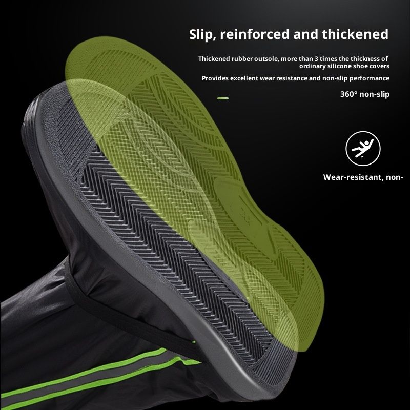 Rain Snow Waterproof Shoe Covers Motorcycle Boots Women Men Black, Reusable Foldable Anti-Snow Shoe Covers (XXL) - Image 3