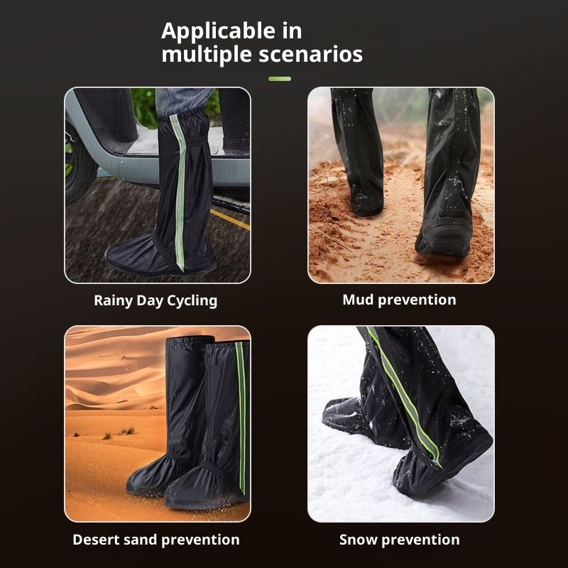 Rain Snow Waterproof Shoe Covers Motorcycle Boots Women Men Black, Reusable Foldable Anti-Snow Shoe Covers (XXL) - Image 4