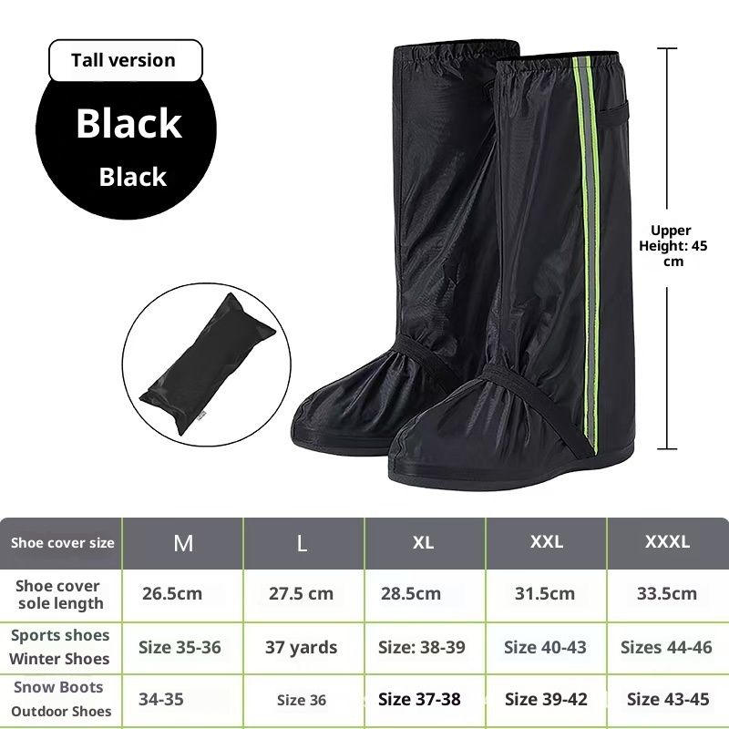 Rain Snow Waterproof Shoe Covers Motorcycle Boots Women Men Black, Reusable Foldable Anti-Snow Shoe Covers (XXL) - Image 5