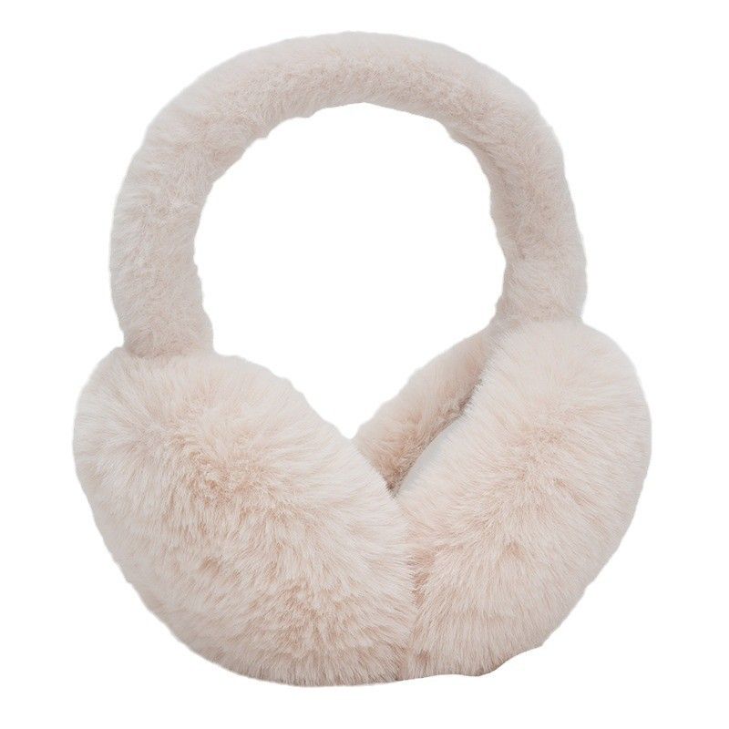 Fluffy Ear Muff for Women Plush Earmuffs Kids Winter Earmuffs Girls Boys Cold Weather Ear Warmer, Beige hair pole - Image 1