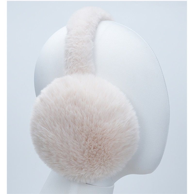 Fluffy Ear Muff for Women Plush Earmuffs Kids Winter Earmuffs Girls Boys Cold Weather Ear Warmer, Beige hair pole - Image 3