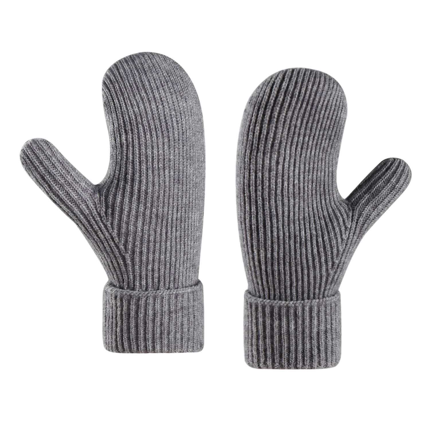 Unisex Winter Toasty Warm Solid Knit Mitten Gloves, Knit Stretchy Cold Weather Warm Knit Thick Gloves Mittens - Image 1