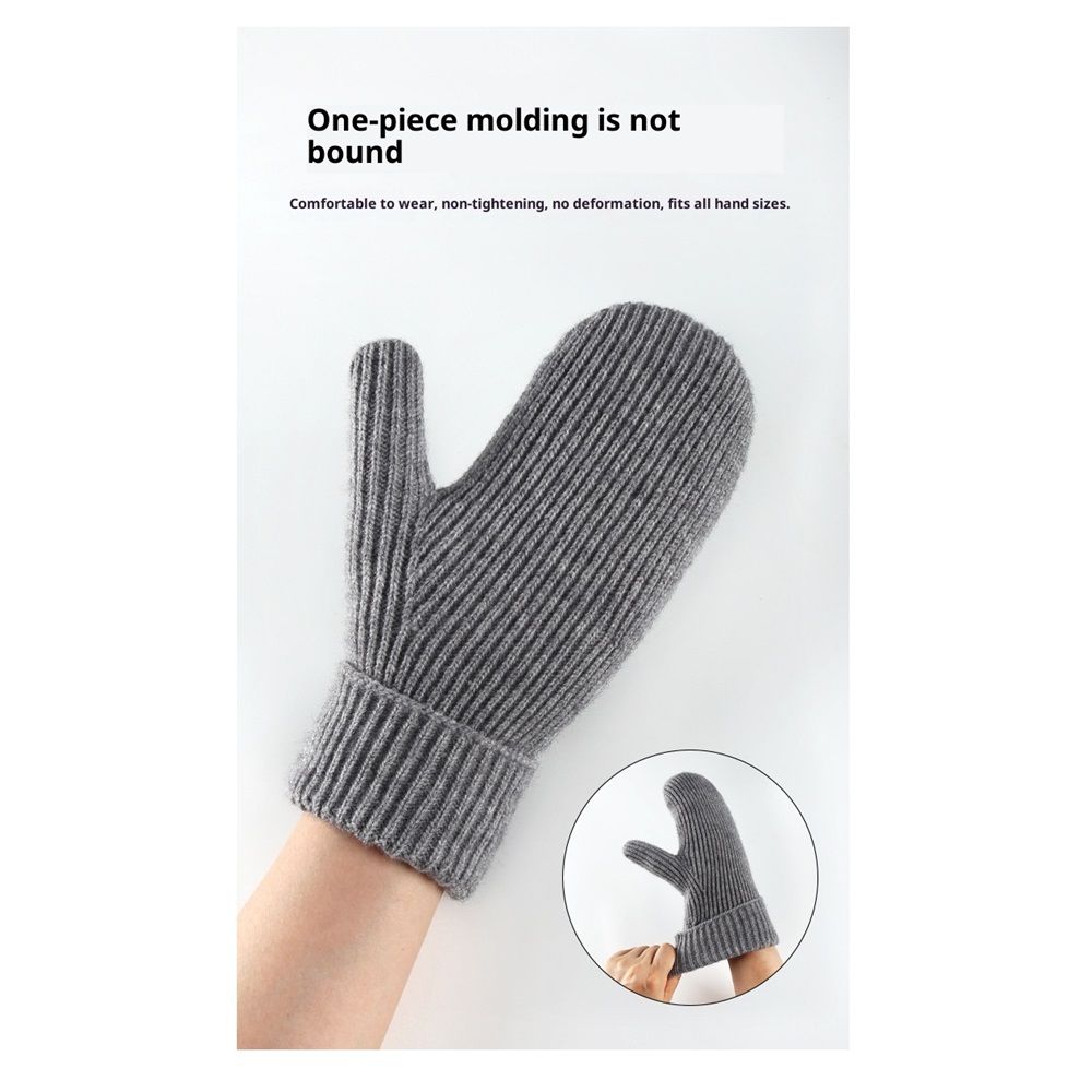Unisex Winter Toasty Warm Solid Knit Mitten Gloves, Knit Stretchy Cold Weather Warm Knit Thick Gloves Mittens - Image 3