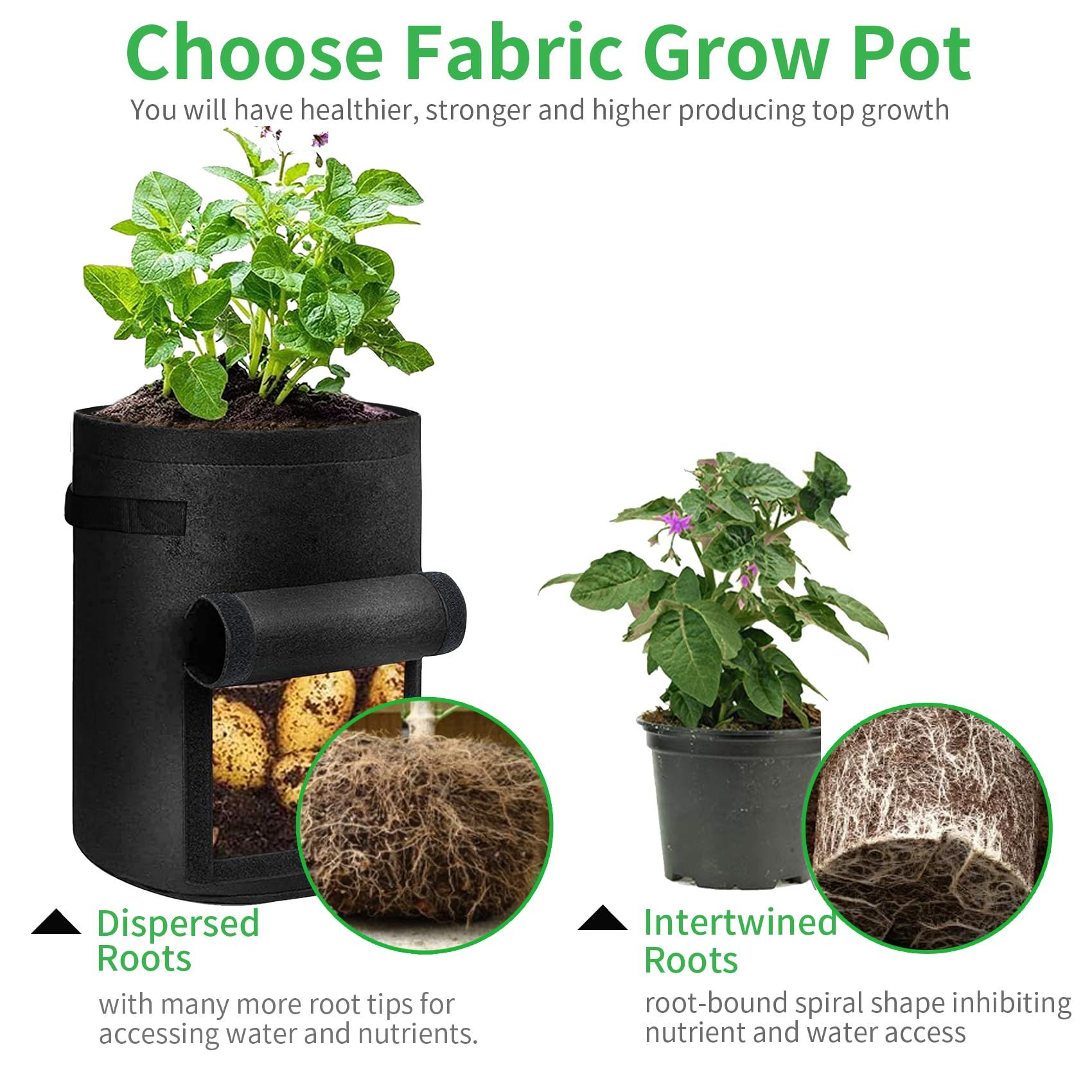 Potato Grow Bags with Flap 4 Gallon, Planter Pot with Handles and Harvest Window for Potato Tomato and Vegetables, Black 4 Pcs - Image 2