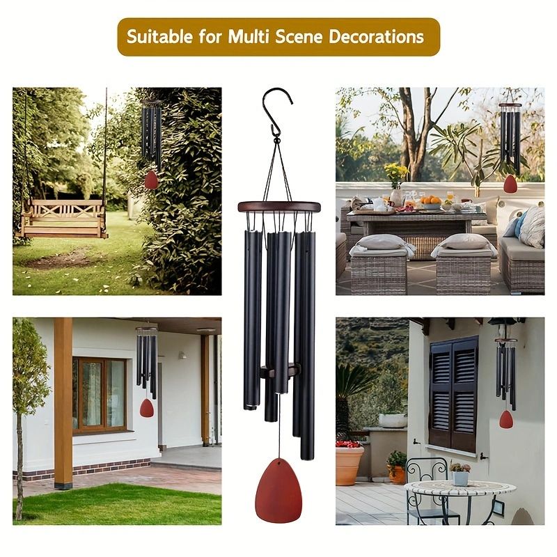 Large Aluminium Wind Chimes Outside, Soothing Melodic Memorial Sympathy Wind Chime, Suitable Outdoor Garden Decor, Gift for Mom Women Neighbors (Black Wind Chimes-26 in) - Image 4