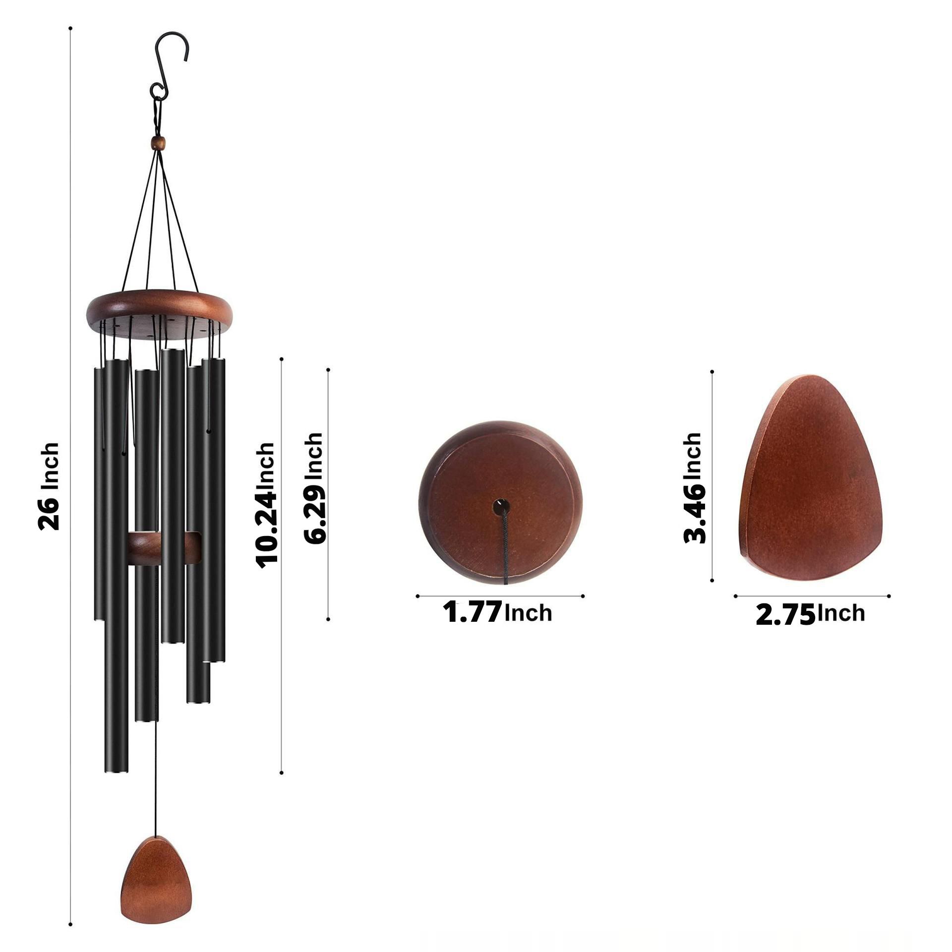 Large Aluminium Wind Chimes Outside, Soothing Melodic Memorial Sympathy Wind Chime, Suitable Outdoor Garden Decor, Gift for Mom Women Neighbors (Black Wind Chimes-26 in) - Image 5
