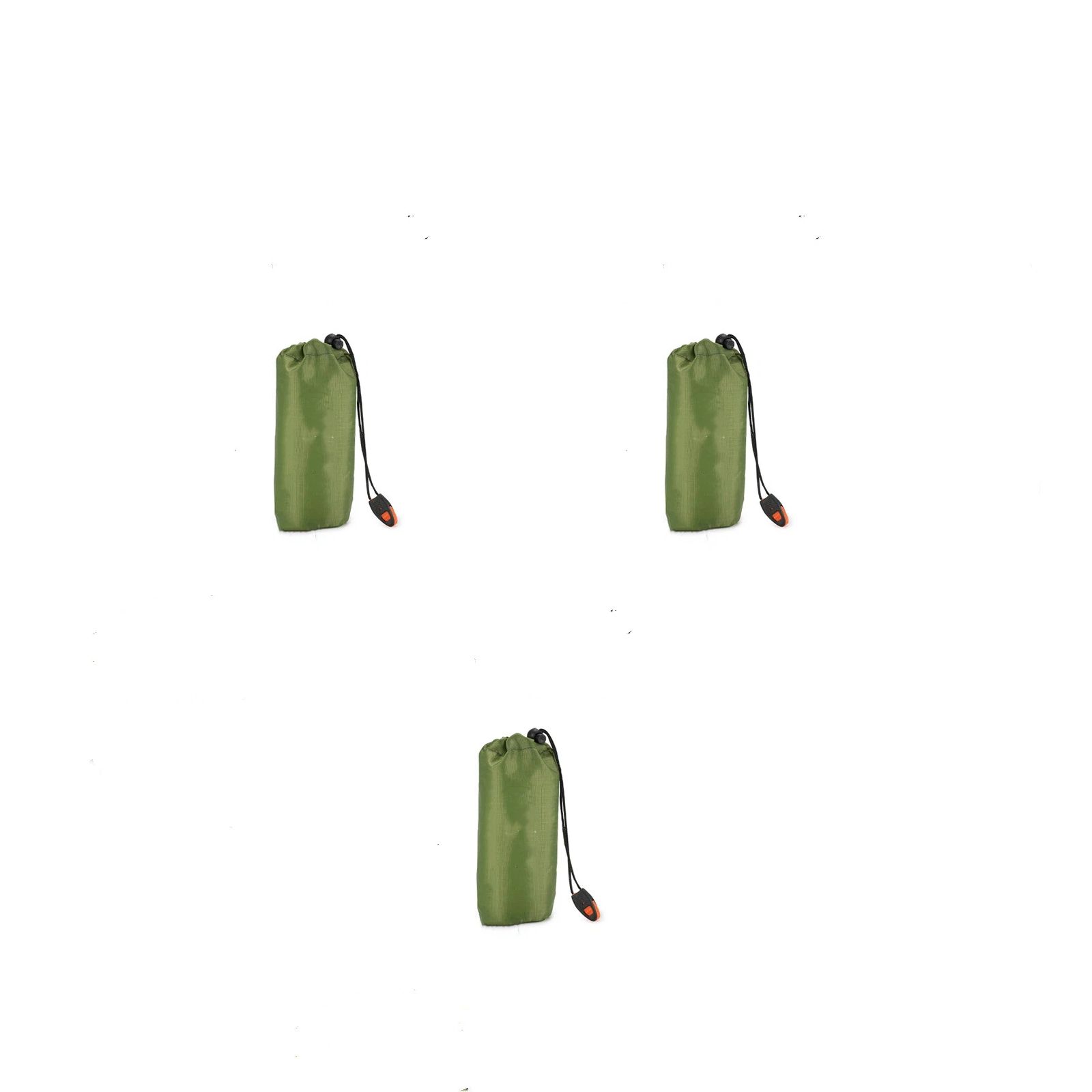 Emergency Sleeping Bag, Portable Emergency Blanket Thermal Bivy Sack, Waterproof Lightweight Survival Gear with Compass for Camping Hiking Outdoor Adventure240*150cm，3pcs，green，Send a whistle - Image 1
