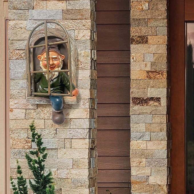 2 Pcs Bits and Pieces Elf Out The Window Yard Decorations Outdoor Tree Faces, 5.9 Inch Tree Hugger Whimsical Yard Decor, Elf, Fairy, Gnome Garden Decorations, Fun Garden Art - Image 3