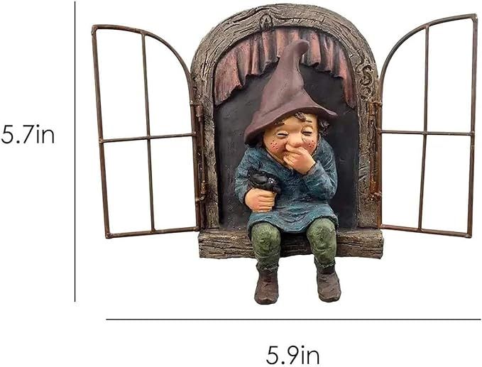 2 Pcs Bits and Pieces Elf Out The Window Yard Decorations Outdoor Tree Faces, 5.9 Inch Tree Hugger Whimsical Yard Decor, Elf, Fairy, Gnome Garden Decorations, Fun Garden Art - Image 4