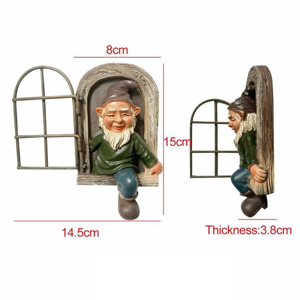 2 Pcs Bits and Pieces Elf Out The Window Yard Decorations Outdoor Tree Faces, 5.9 Inch Tree Hugger Whimsical Yard Decor, Elf, Fairy, Gnome Garden Decorations, Fun Garden Art - Image 5