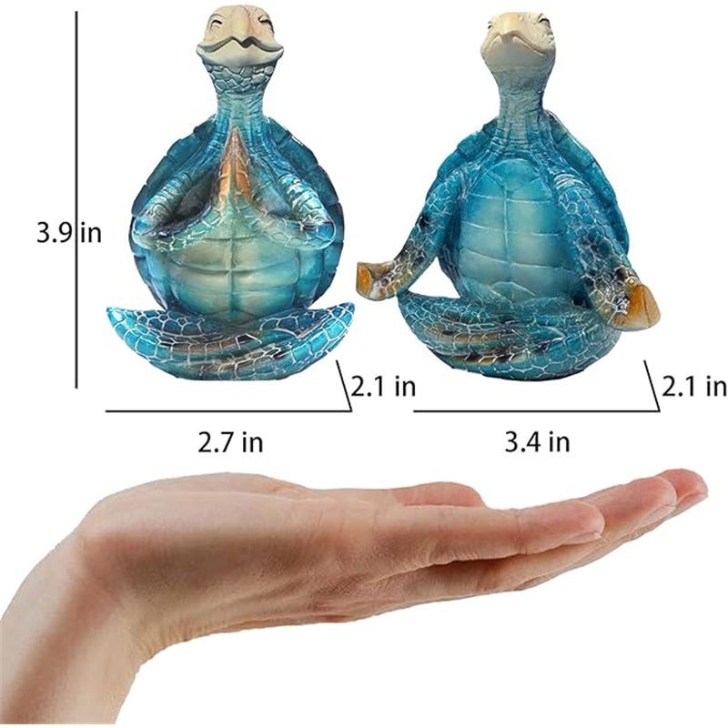 2-Pack Yoga Sea Turtle Figurines - Resin Meditation Desk Statue Decor with Non-Slip Base Zen Ocean Theme Table Shelf Sculptures Beach Bathroom Office Decoration Gifts for Women Turtle Lovers - Image 5