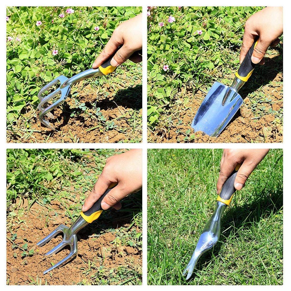 5 Piece Garden Garden Tools Kit，Gardening Tools with Non-Slip Rubber Grip, Transplanter, Cultivator and More，Ideal Garden Kit Gifts for Parents and Kids - Image 5