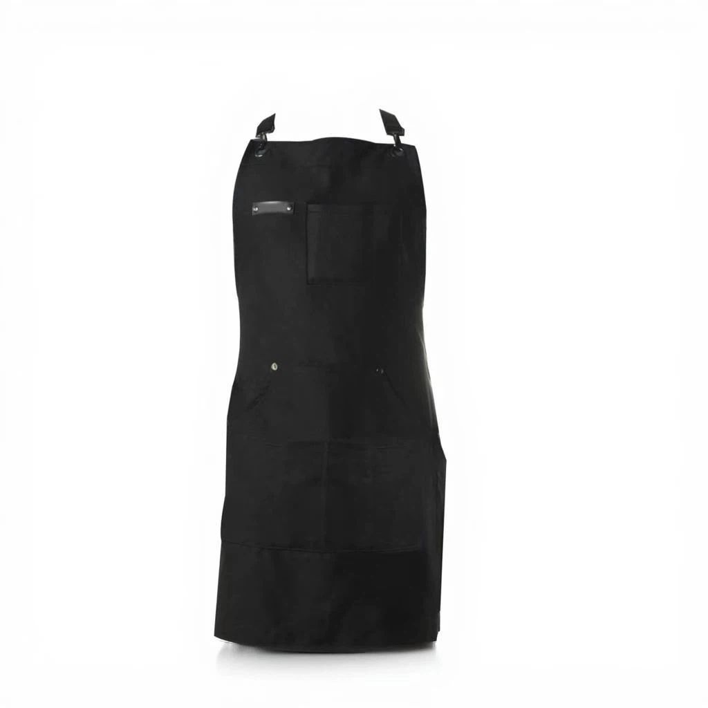 Chef and BBQ Apron not with Bottle Opener and Hand Towel - Cotton Canvas, not Stainless Steel Hardware - Cross Back Straps，black，The packaging only includes one apron - Image 1