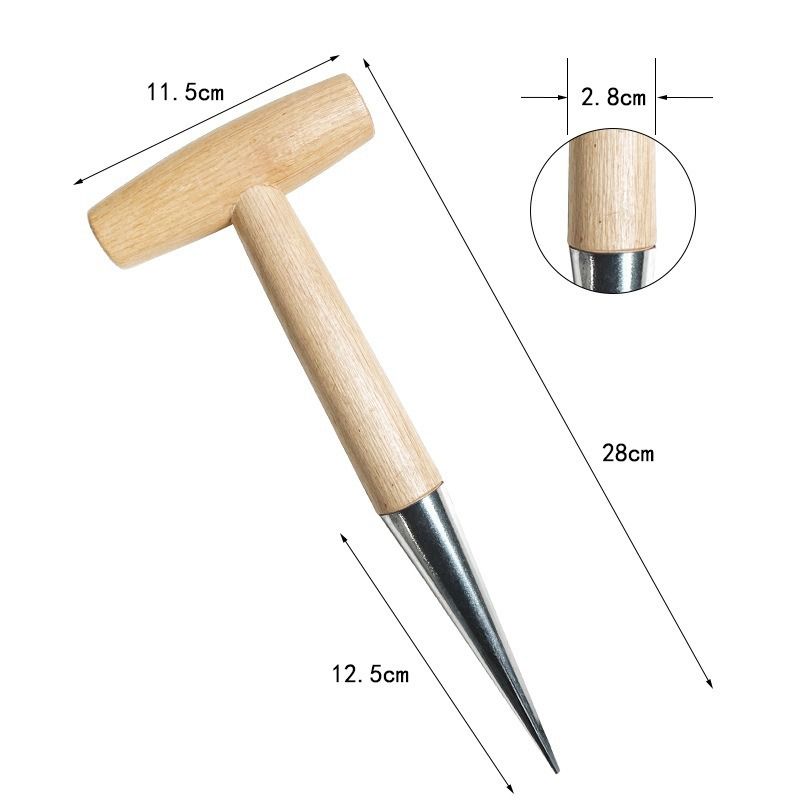 Planter Tool for Planting Seeds & Bulbs - High Carbon Steel & Comfortable Wood Carved Handle - for Consistent Planting Flowers Tulips, Daffodils, Dahlias - Image 5
