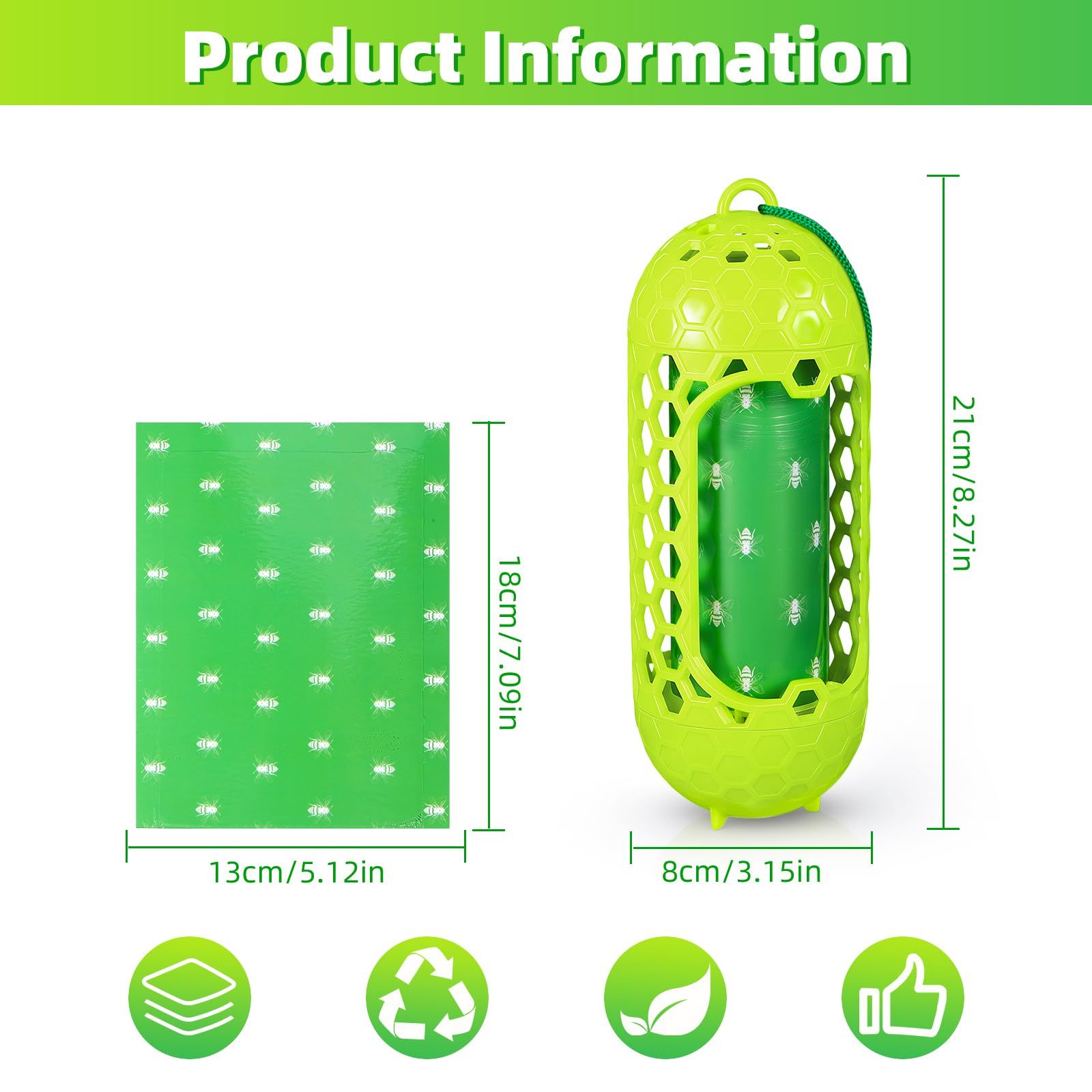 2 Pack Wasp Trap for Outdoor Use Safe & Reusable Wasp Catcher, Effective Hanging Yellow Jacket Trap for Wasps, 4 PCS Refillable Sticky Papers - Image 5