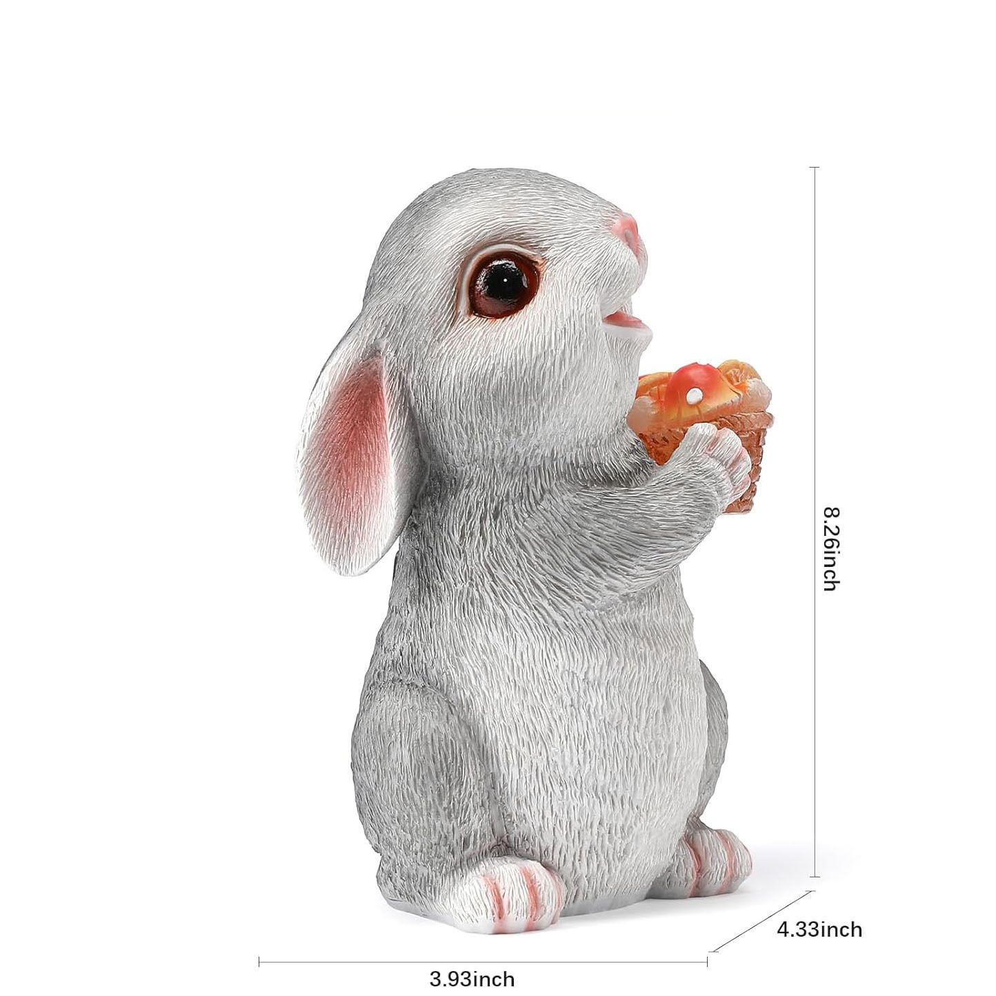 Solar Rabbit Garden Statues Outdoor Bunny Decor Resin Bunny Figurine Holding Mushroom with LED Lights for Porch Patio Lawn Yard Christmas Birthday Housewarming Gardening Gifts for Mom Grandma - Image 2
