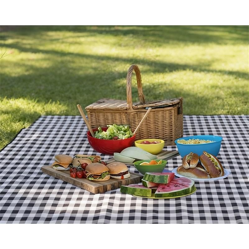 Picnic Blanket Waterproof Beach Rug 150*100cm Picnic Mat Washable Lightweight with Handle Navy Blue Checkered for Hiking Travelling Outdoor Camping,Parks（Darke Blue） - Image 5