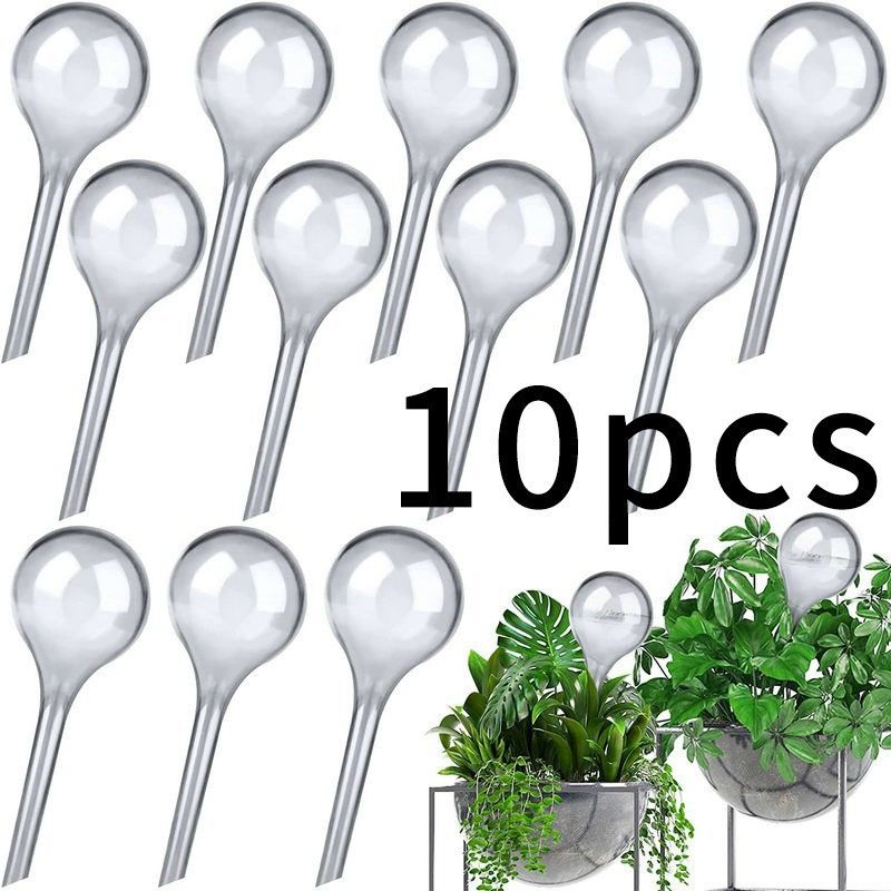 Plant Automatic Watering Devices, Clear Plastic Self-Watering Bulbs Flower Automatic Watering Device While Away Garden Waterer for Plant Indoor Outdoor 10pcs(13*5cm) - Image 1