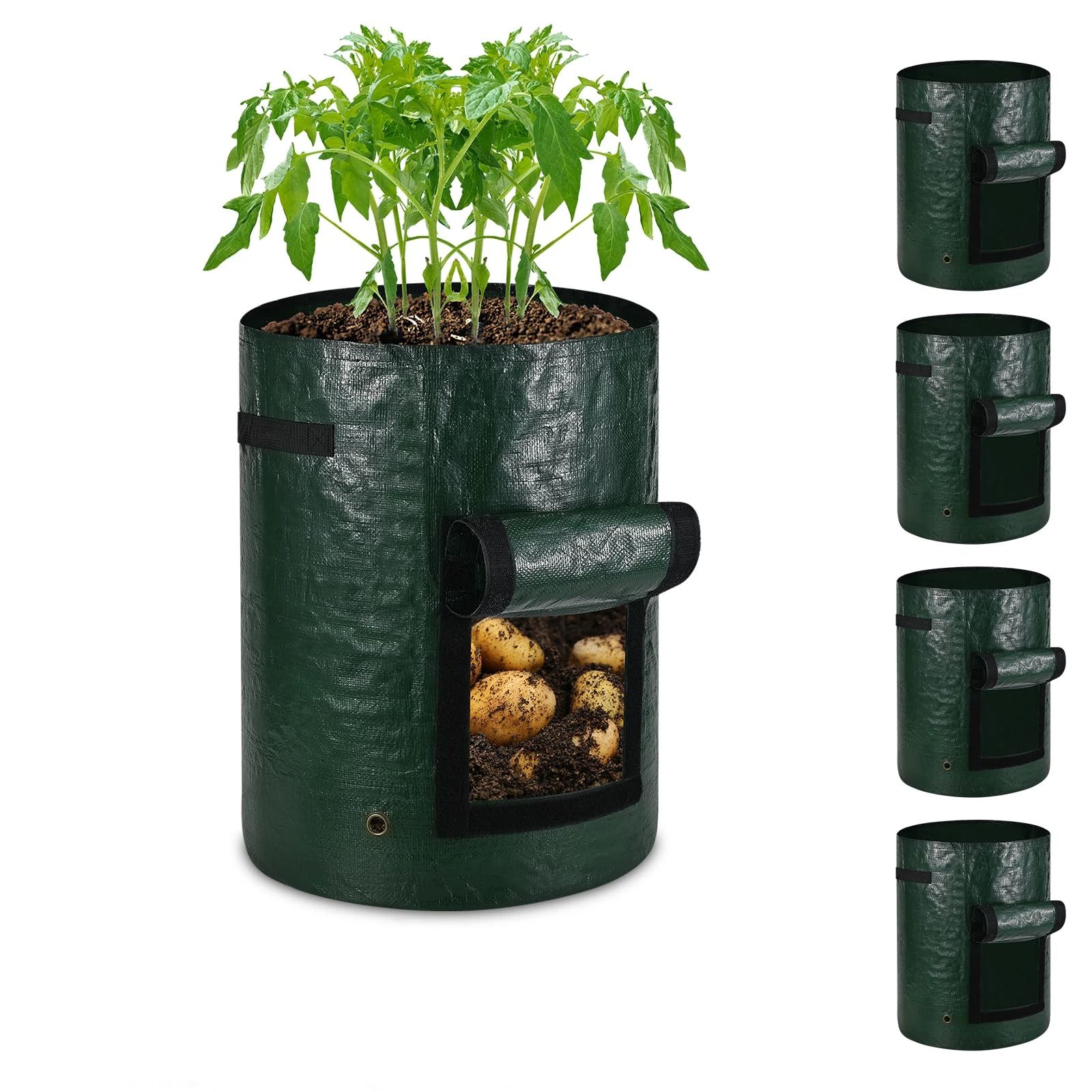 Potato Grow Bags Grow Bags 5 Pack, Heavy Fabric Planters with Harvest Window, Great for Growing Tomatoes, Vegetables and Fruits in The Garden - Image 1