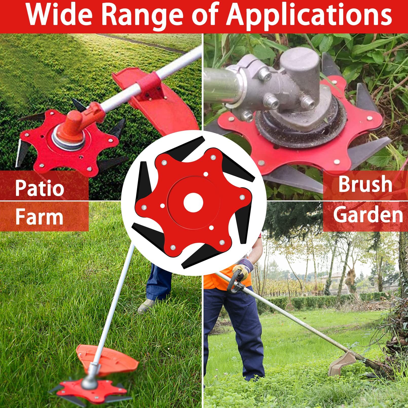 2 pack Trimmer Head Lawn Mower Head Accessories, 6 Teeth Trimmer Head Garden Tool Brush Cutter Cutting Head Blade Razors Lawn Mower Garden Grass Eater Brush Cutter (Red) - Image 5