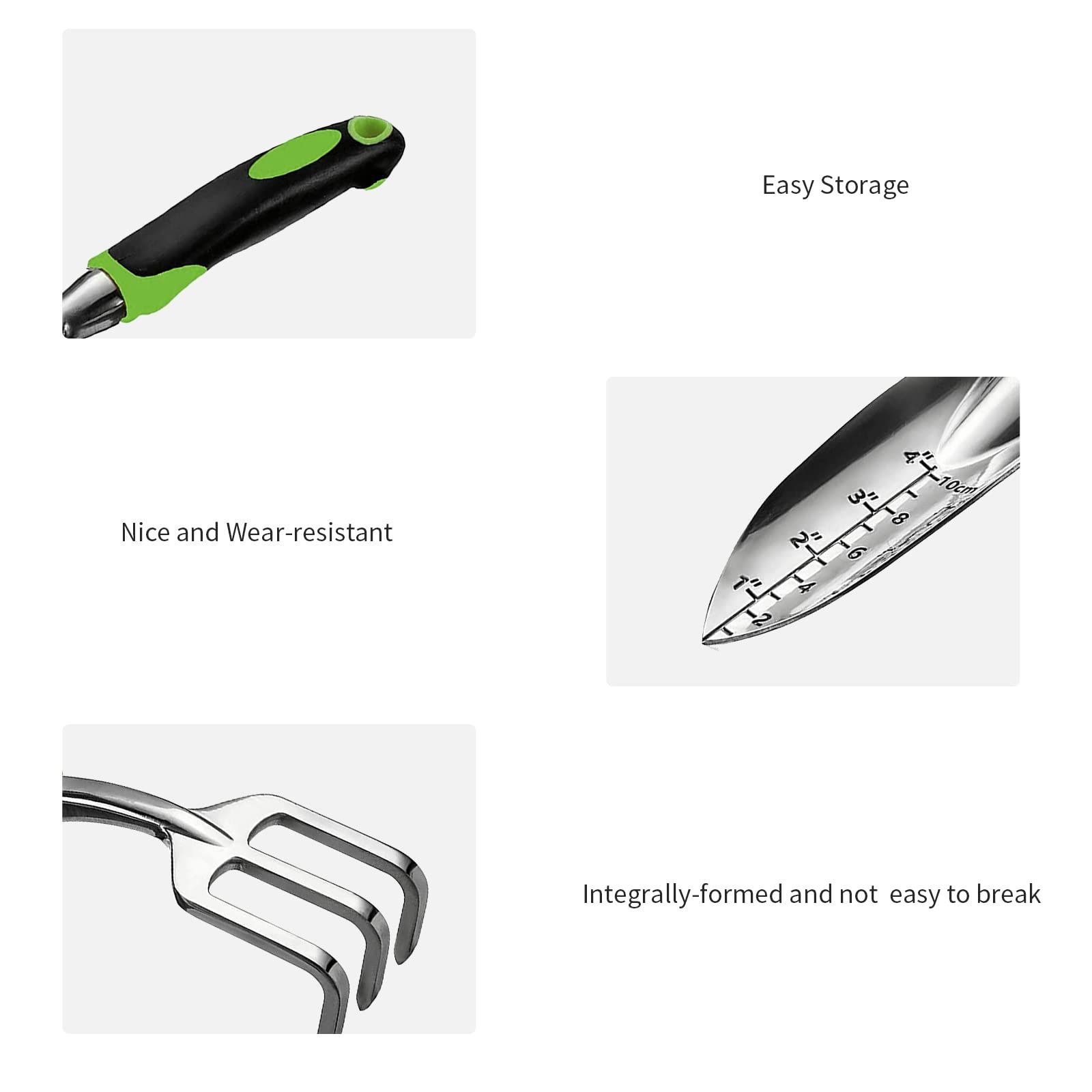Gardening Hand Tool Set 3 Pack - Heavy Duty Gardening Kit with Non-Slip Soft Ergonomic Handle, Great Garden Gift for Women Men[aluminum alloy] - Image 2