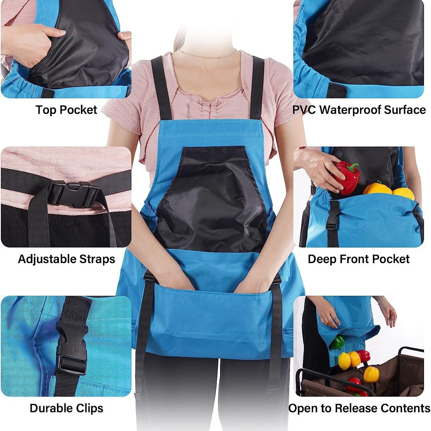 Apple Picking Bag - Waterproof Fruit Storage Apron Pouch for Outdoor Orchard, Farm, Garden, Heavy Duty - Image 2