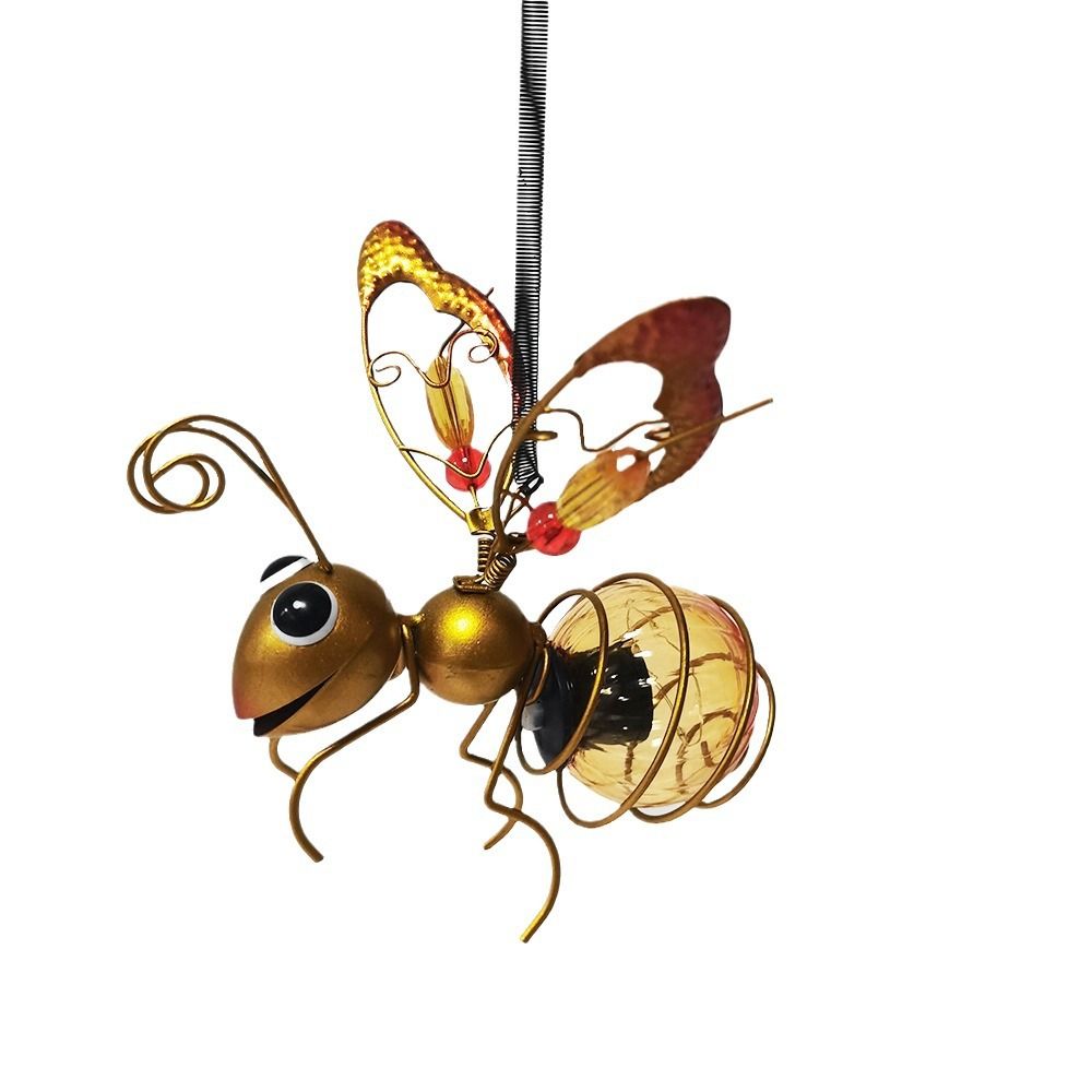 2pcs Solar-Powered Hanging Bee Light - Metal LED Outside Bugs with Bouncy Springs - Solar Fairy Lights for Outside Garden Decor Backyard Balcony Porch Spring Decoration - Image 1