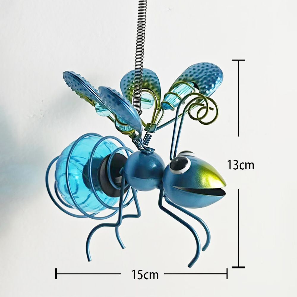 2pcs Solar-Powered Hanging Bee Light - Metal LED Outside Bugs with Bouncy Springs - Solar Fairy Lights for Outside Garden Decor Backyard Balcony Porch Spring Decoration - Image 2