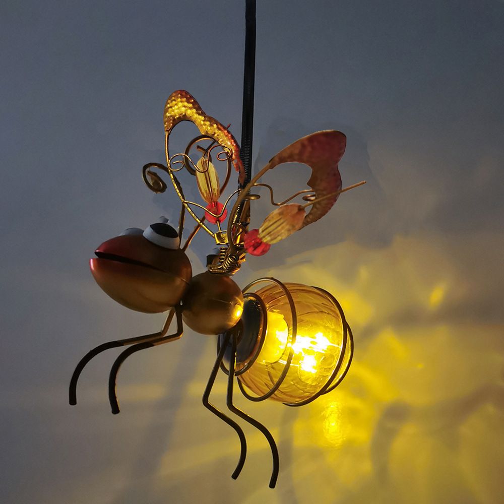 2pcs Solar-Powered Hanging Bee Light - Metal LED Outside Bugs with Bouncy Springs - Solar Fairy Lights for Outside Garden Decor Backyard Balcony Porch Spring Decoration - Image 4