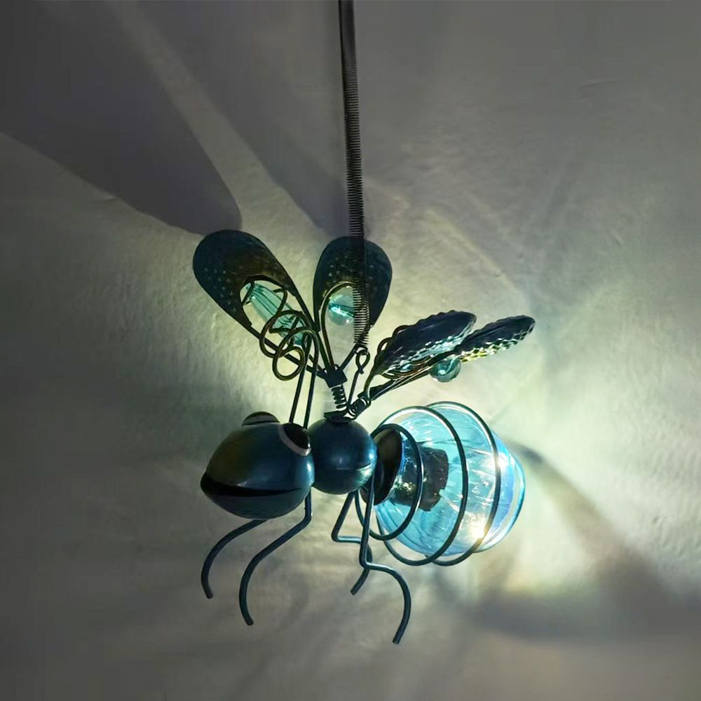 2pcs Solar-Powered Hanging Bee Light - Metal LED Outside Bugs with Bouncy Springs - Solar Fairy Lights for Outside Garden Decor Backyard Balcony Porch Spring Decoration - Image 5