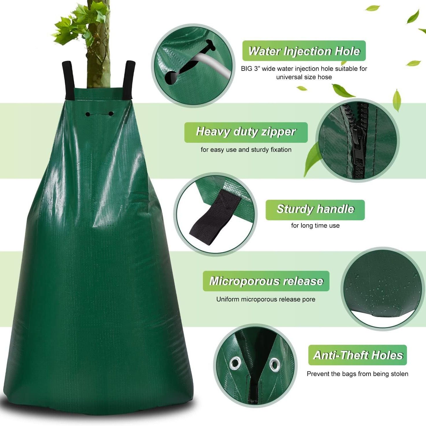 Tree Watering Bags Slow Release, 20 Gallon Drip Irrigation Bag Waterer Globe Soaker for New Plant Trees Trunk 。 (1 Pcs) - Image 3
