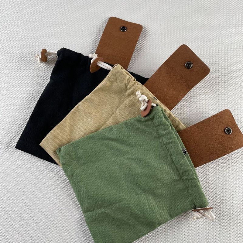 Foraging Bag 4 Pcs Canvas Waxed Foraging Pouch Mushroom Bags Collapsible Bushcraft Leather Pu Hunting Belt Bag Hiking Pouch for Outdoor Traveling Camping - Image 2