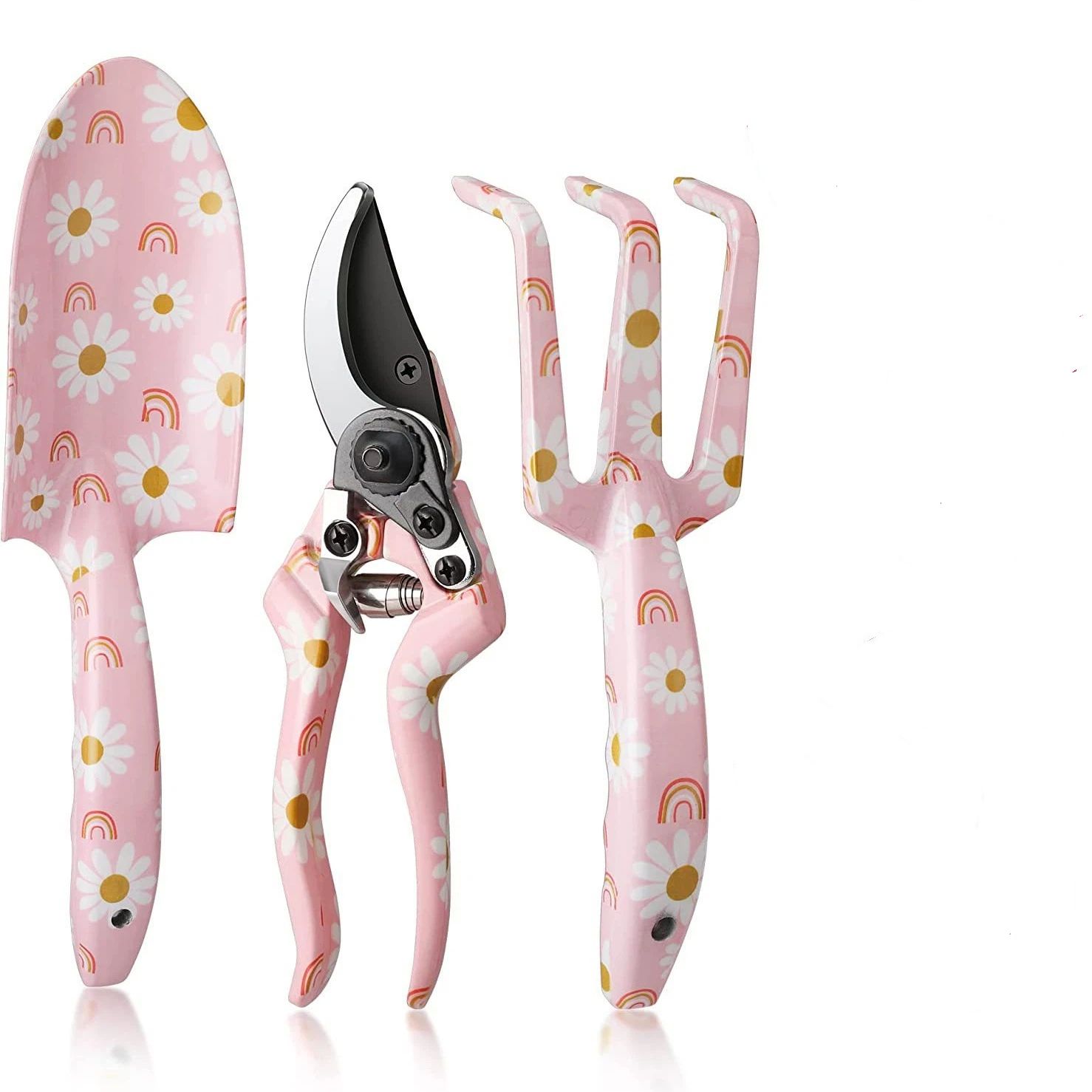 Garden Tool Set, 3PCS  Gardening Tools with Box Include Trowel, Rake, Pruner, Gloves, Pink, Gifts-Pink - Image 1