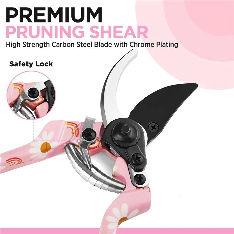 Garden Tool Set, 3PCS  Gardening Tools with Box Include Trowel, Rake, Pruner, Gloves, Pink, Gifts-Pink - Image 5