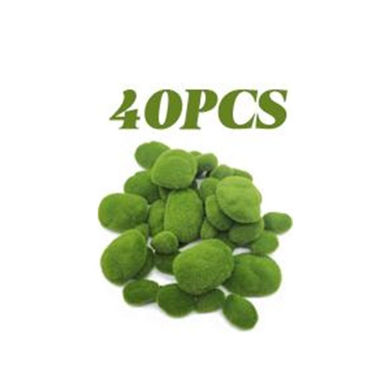 40Pcs Artificial Moss Rocks (4 Sizes), Green Moss Decor for Floral Arrangements, Fairy Gardens and Crafting - Image 1