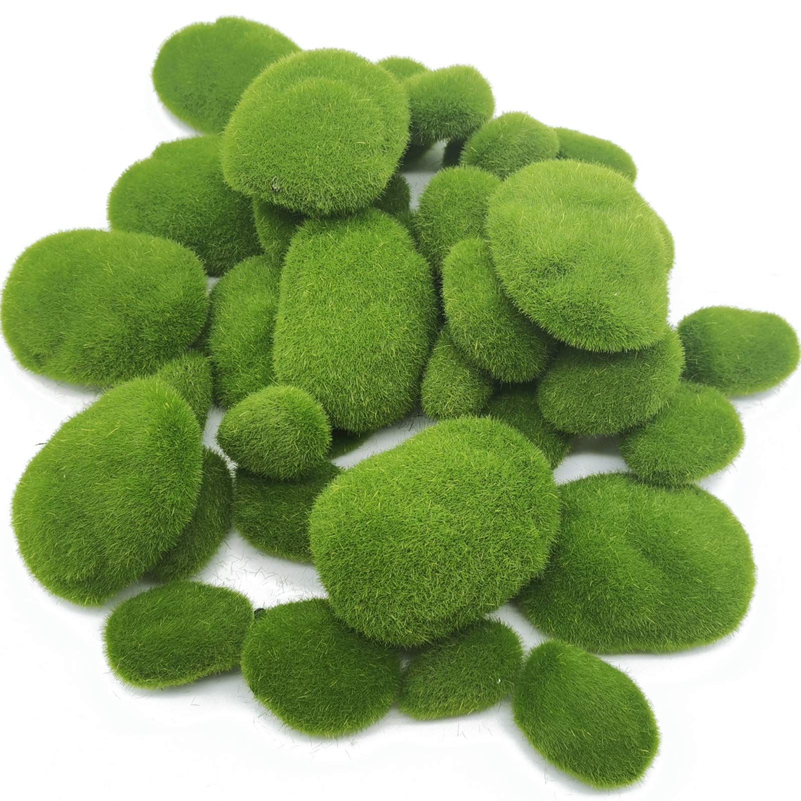40Pcs Artificial Moss Rocks (4 Sizes), Green Moss Decor for Floral Arrangements, Fairy Gardens and Crafting - Image 2