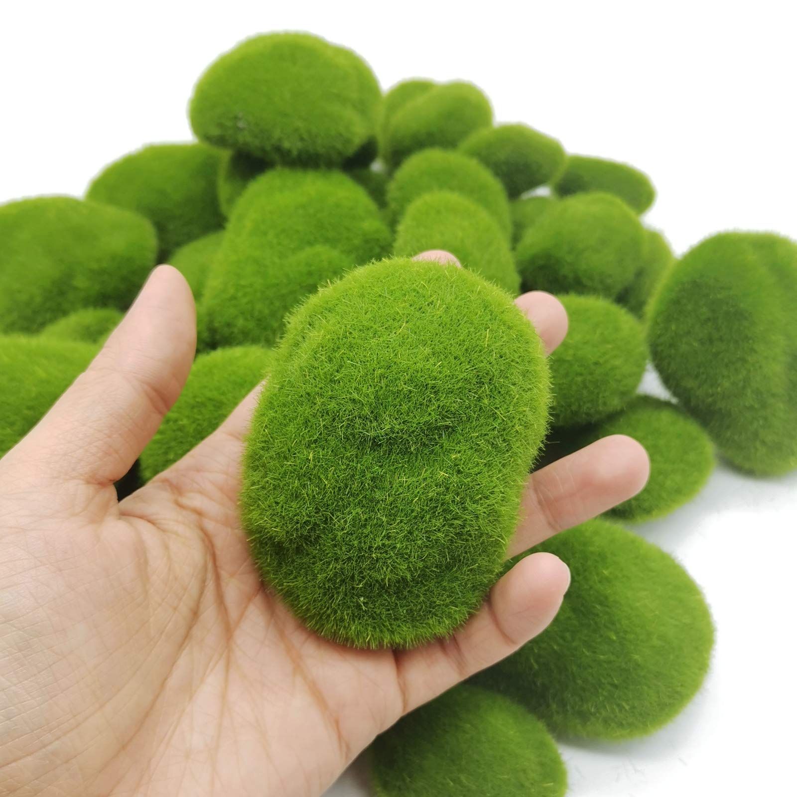 40Pcs Artificial Moss Rocks (4 Sizes), Green Moss Decor for Floral Arrangements, Fairy Gardens and Crafting - Image 3