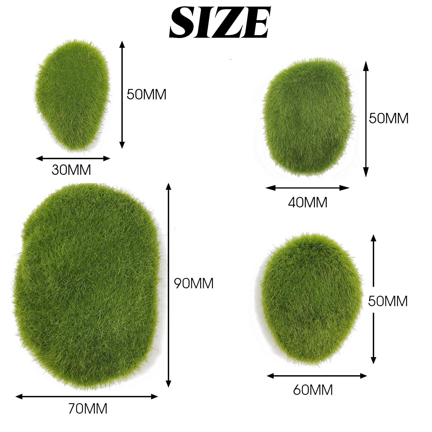40Pcs Artificial Moss Rocks (4 Sizes), Green Moss Decor for Floral Arrangements, Fairy Gardens and Crafting - Image 4