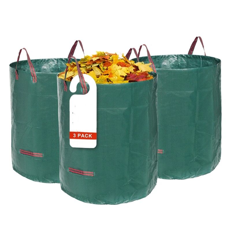 Reusable Yard Waste Bags Lawn And Leaf Bags 3 Pack, Heavy Duty Garden Bags With Gardening Gloves, Standable Garden Waste Bag With 4 Handles（45*38cm) - Image 1